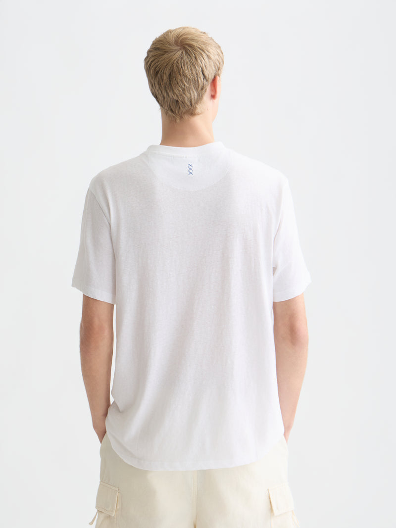 T-shirt 3 Crosses en coton et lin, coupe classique - Blanc éclatant