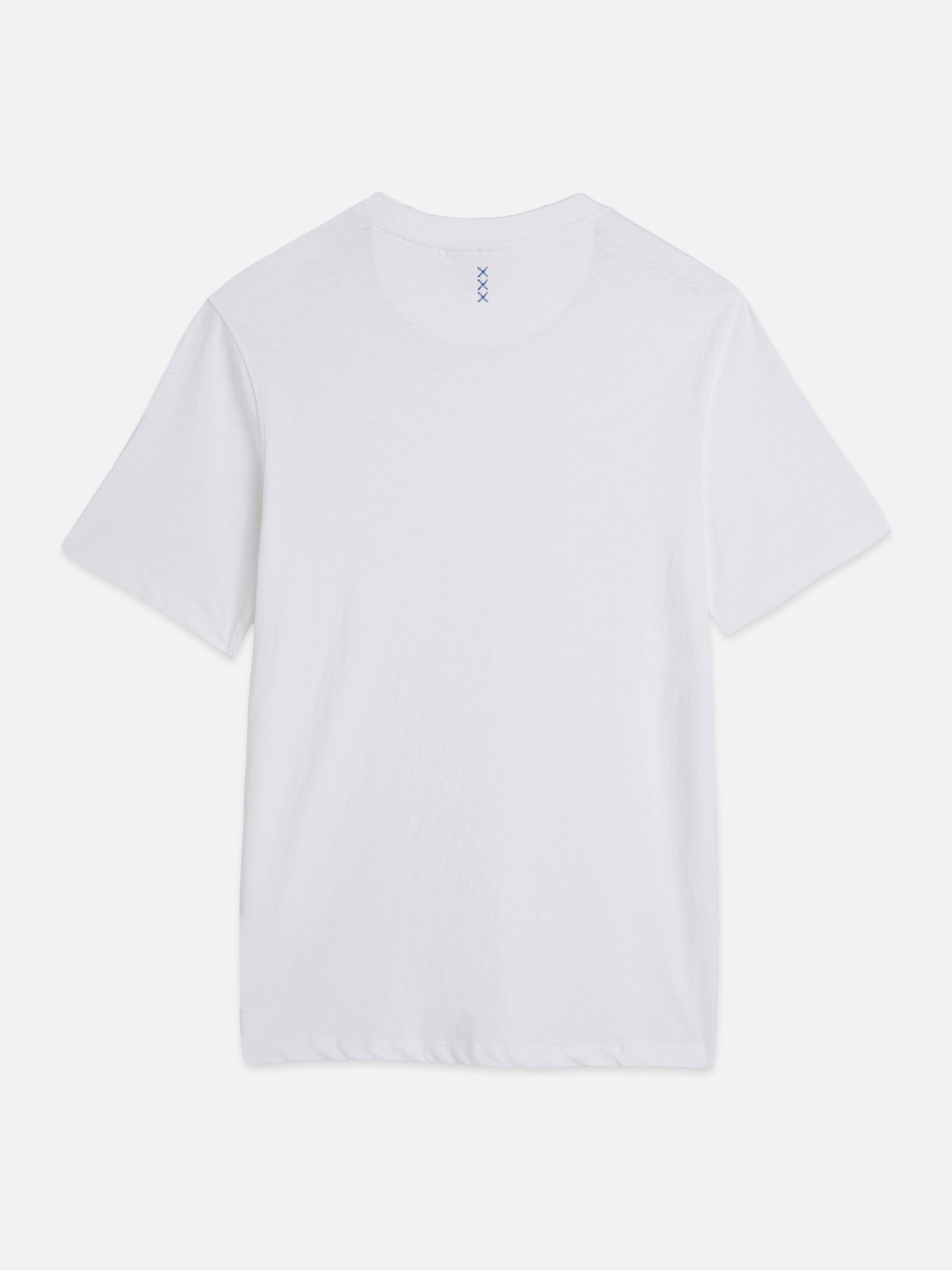 3 Crosses Cotton Linen Regular Fit T-Shirt - Bright White