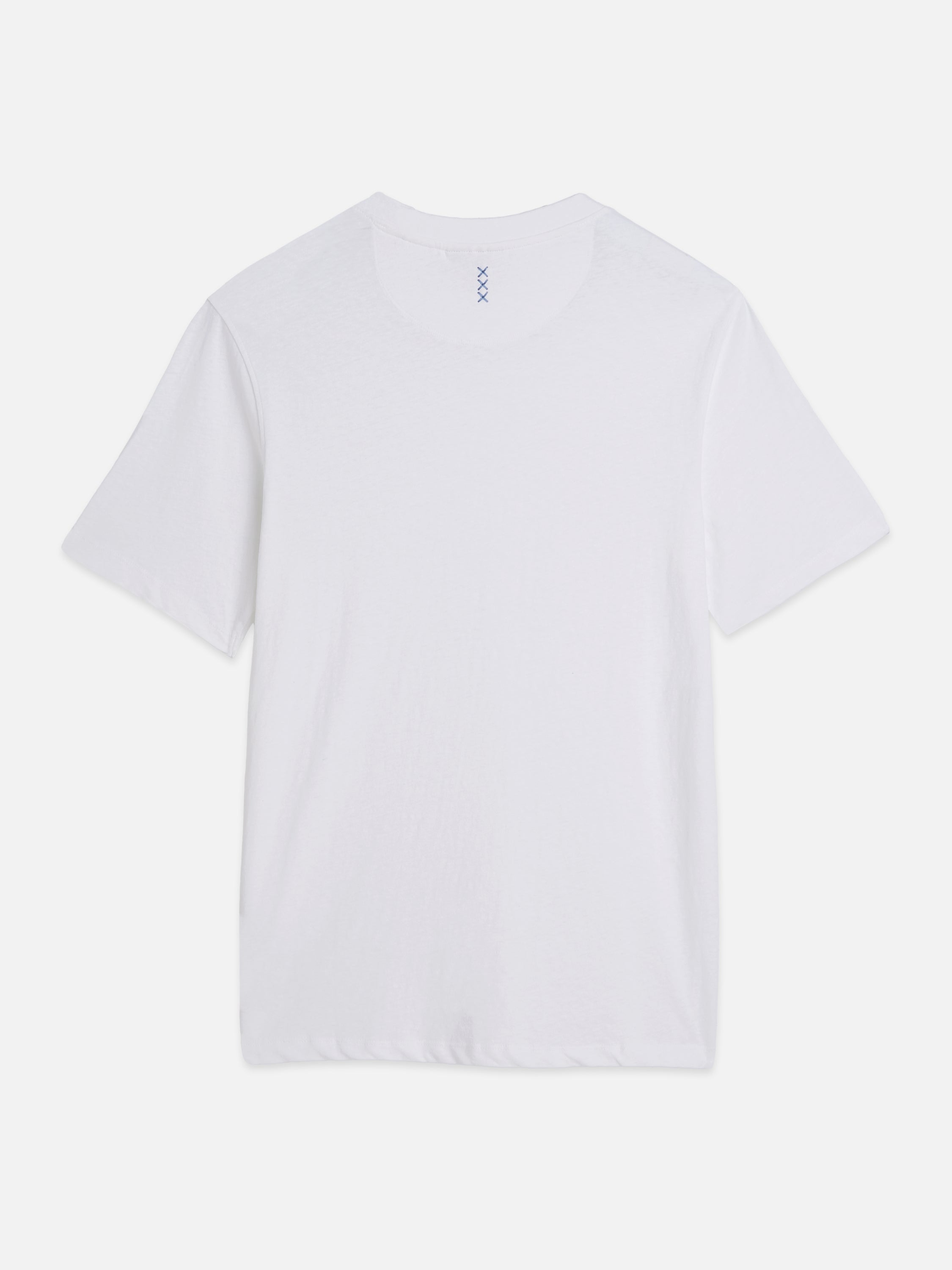 3 Crosses Cotton Linen Regular Fit T-Shirt - Bright White