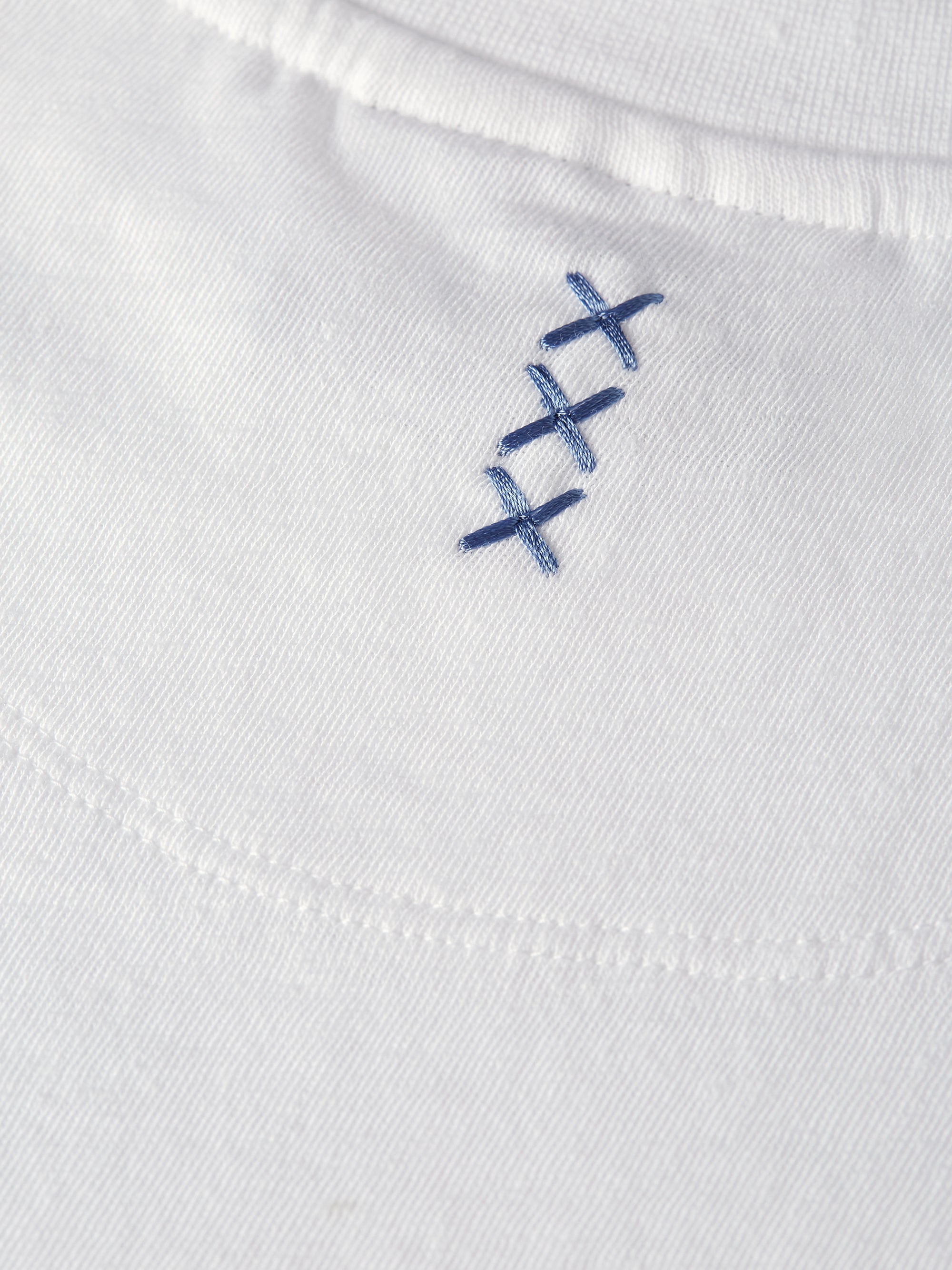 3 Crosses Cotton Linen Regular Fit T-Shirt - Bright White