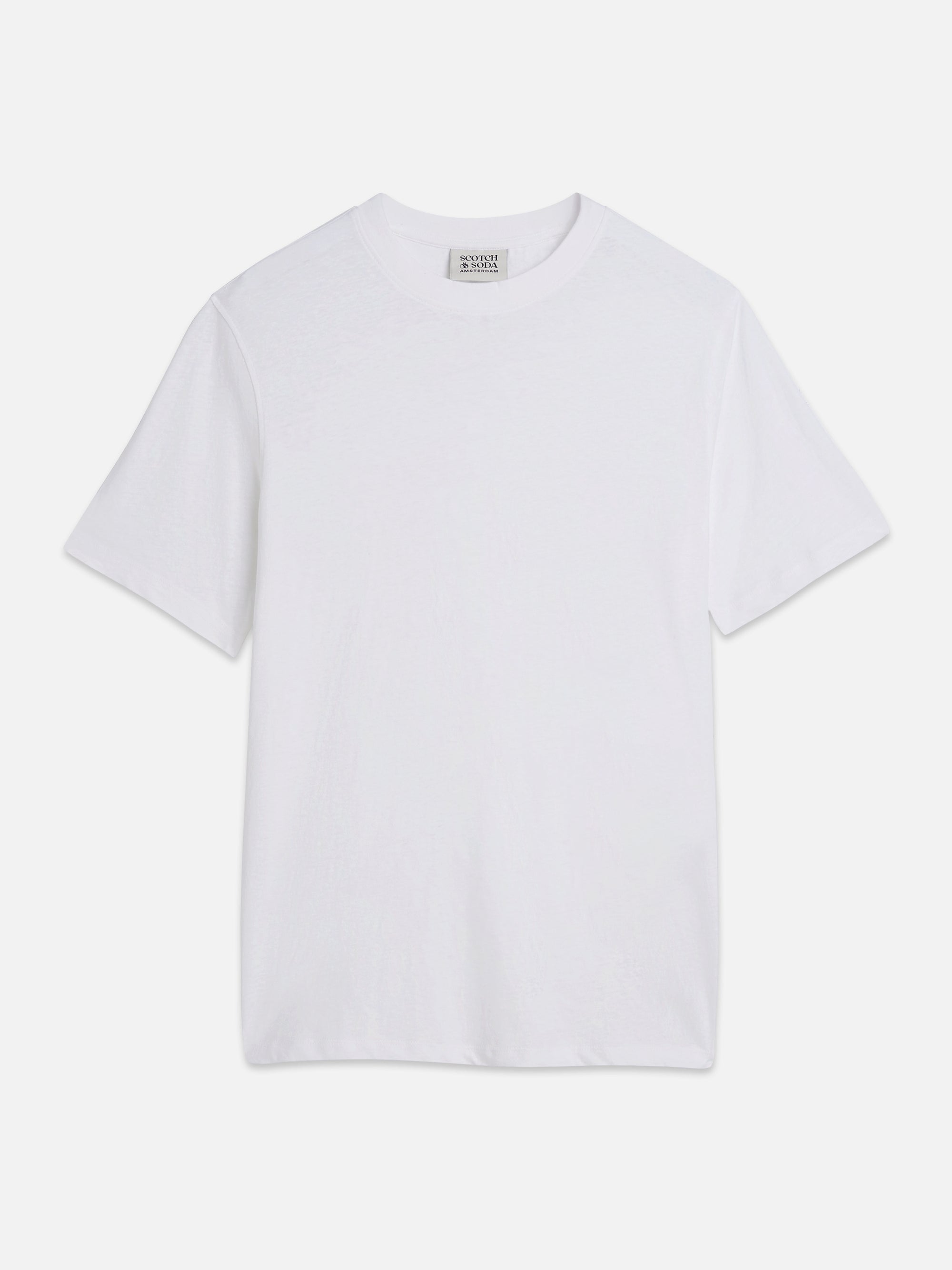 3 Crosses Cotton Linen Regular Fit T-Shirt - Bright White