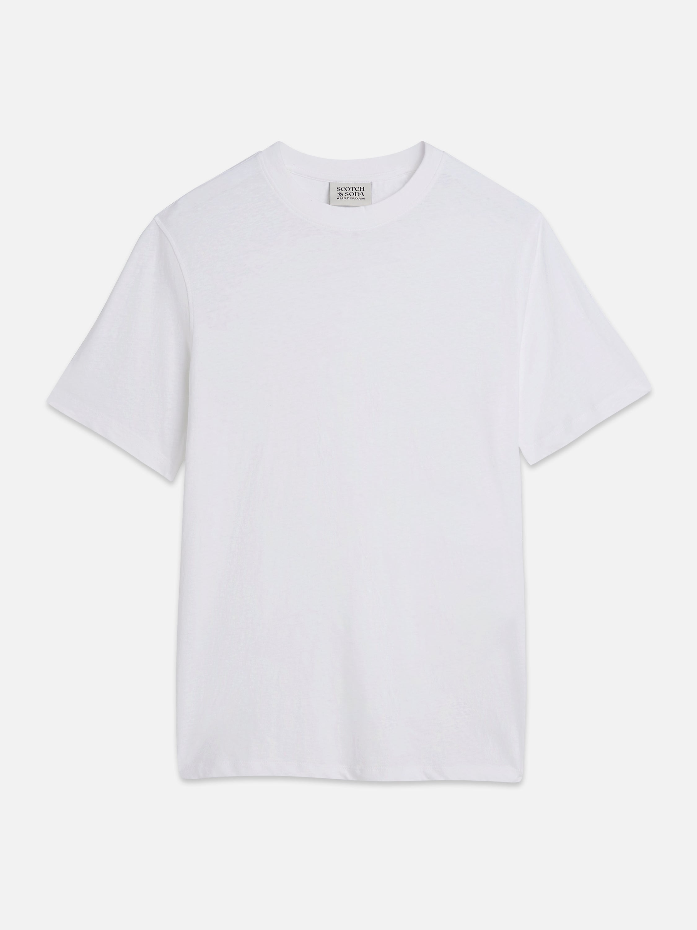 3 Crosses Cotton Linen Regular Fit T-Shirt - Bright White