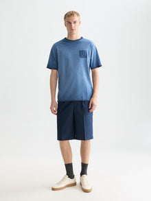 Embroidered Artwork Relaxed Fit Garmentdyed T-Shirt - Pageant Blue