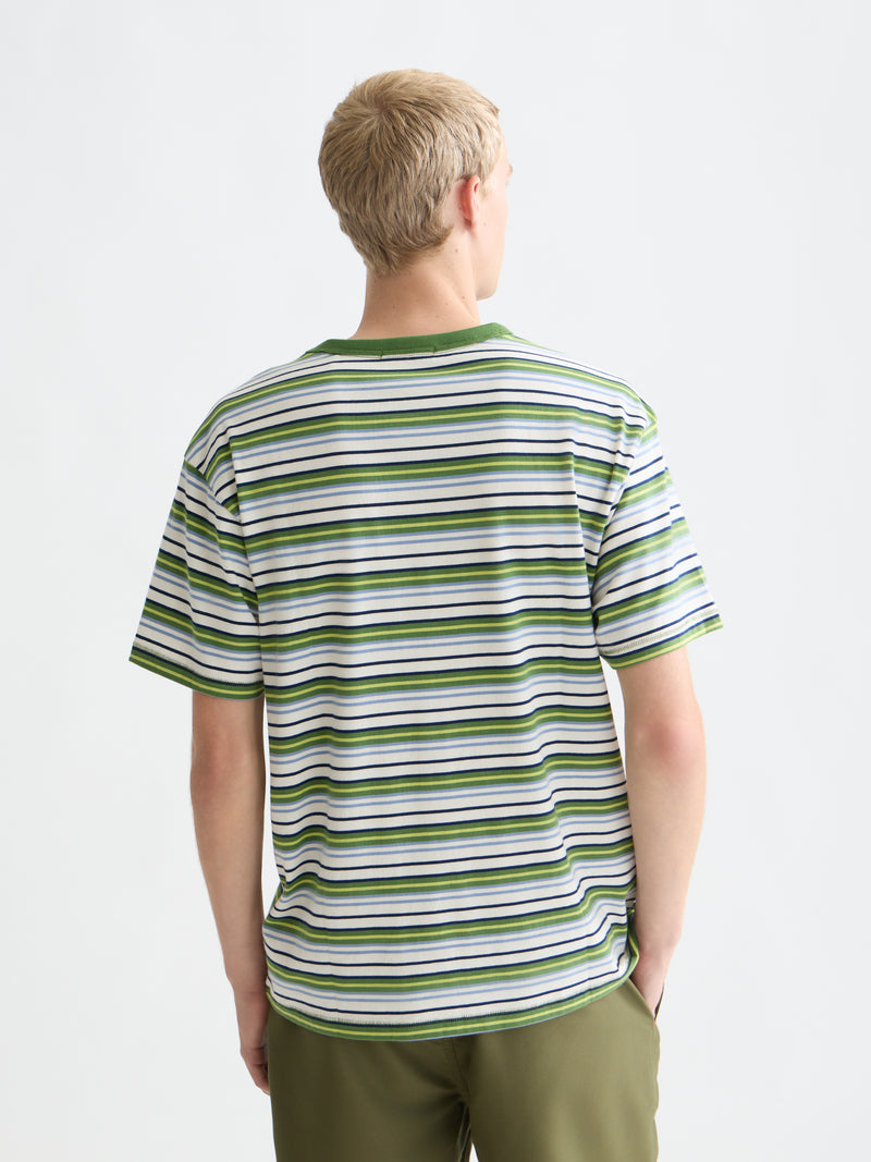 Relaxed Fit Yarndyed T-Shirt - Garden Green Stripe