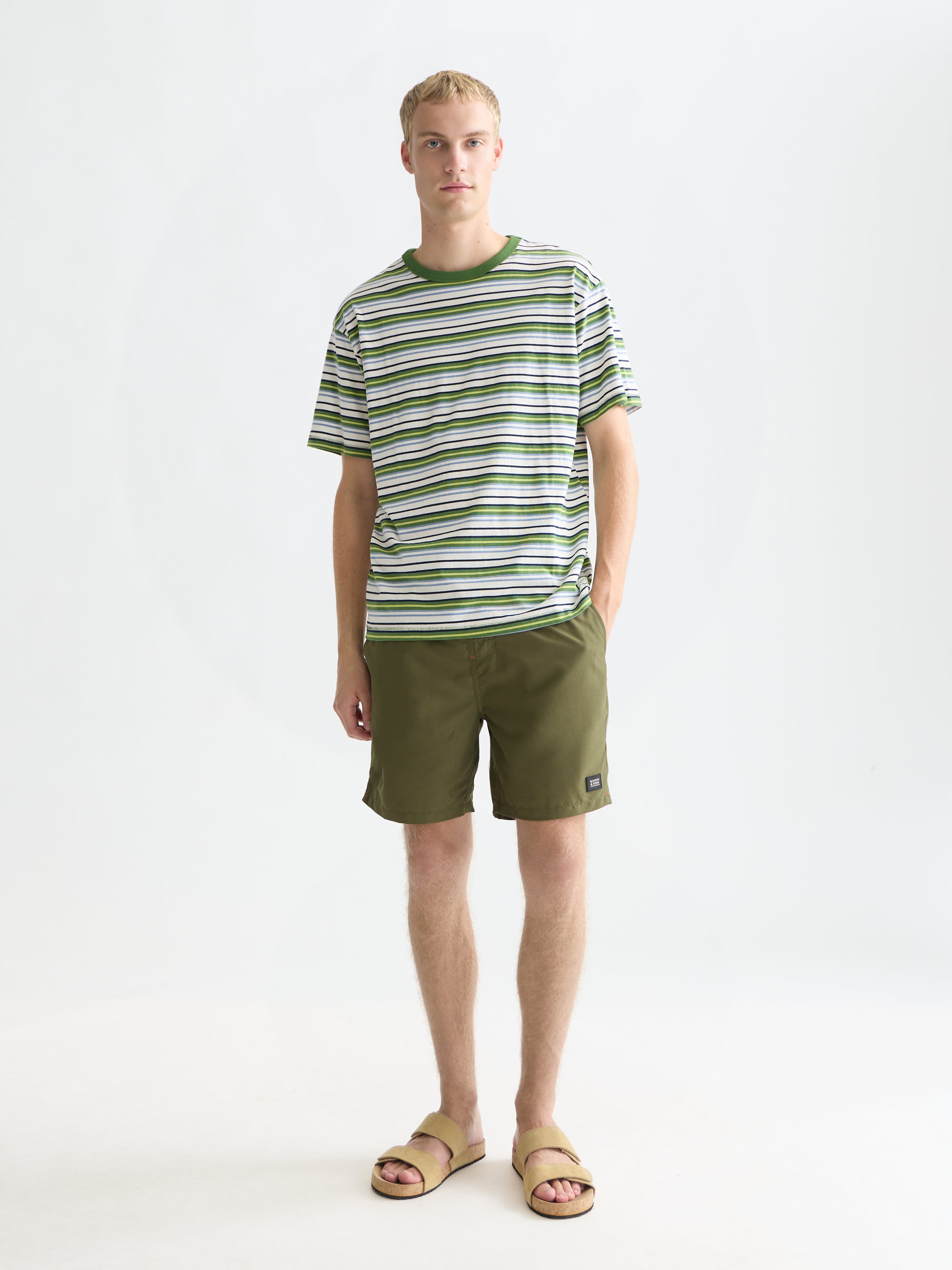 Relaxed Fit Yarndyed T-Shirt - Garden Green Stripe