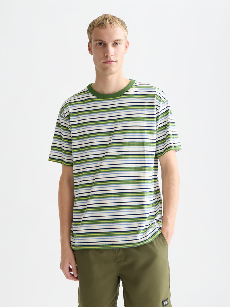 Relaxed Fit Yarndyed T-Shirt - Garden Green Stripe