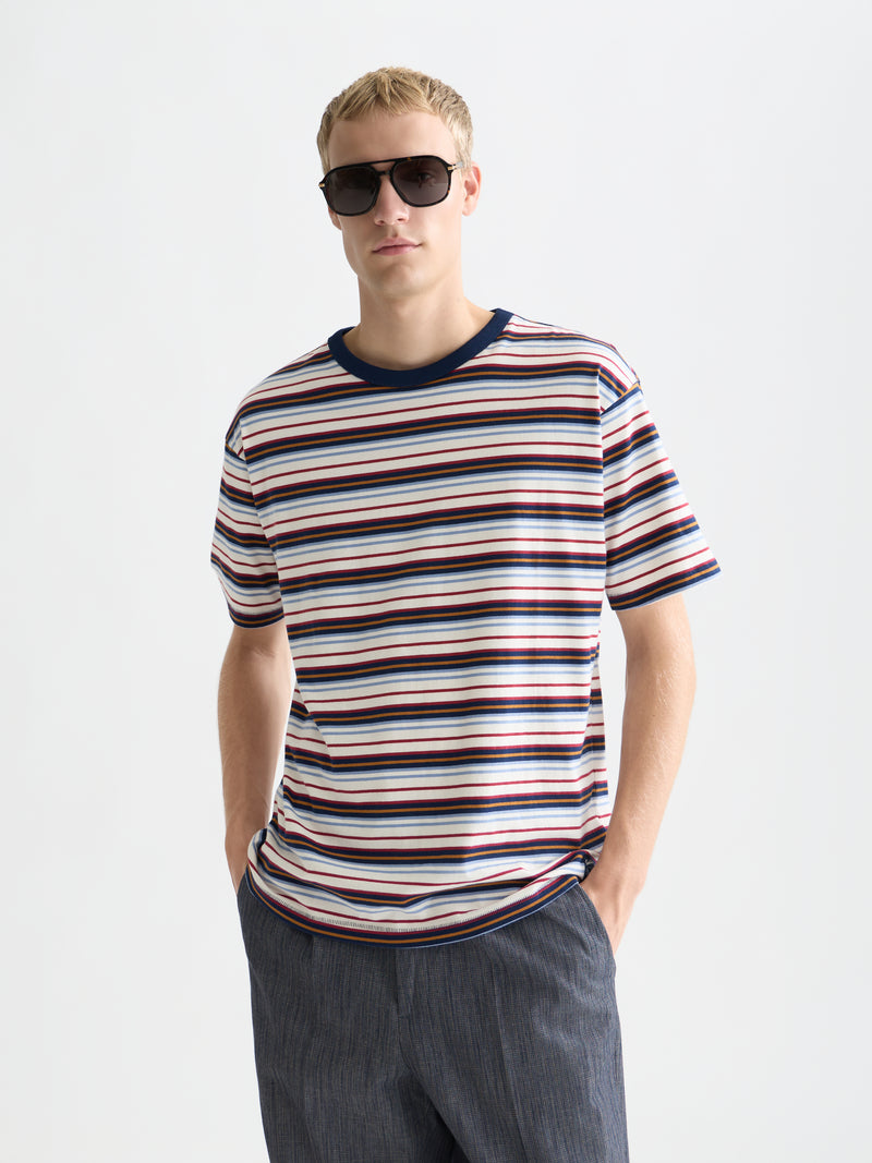 Relaxed Fit Yarndyed T-Shirt - Pageant Blue Stripe