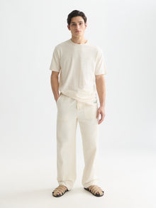 Structured Jacquard Relaxed Fit T-Shirt - Eggnog