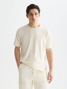 Structured Jacquard Relaxed Fit T-Shirt - Eggnog
