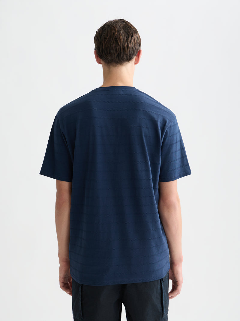 T-shirt structuré en jacquard, coupe décontractée - Bleu concours