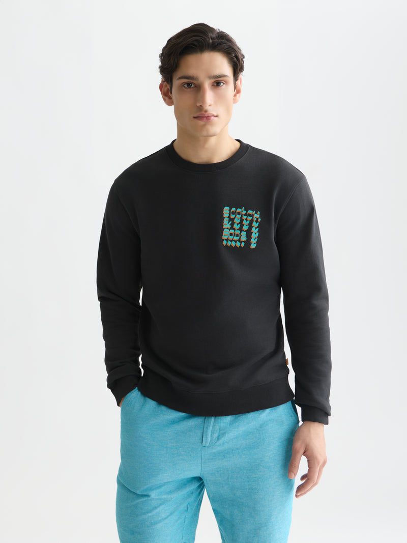 Sweat-shirt coupe classique avec motif recto-verso - Météorite