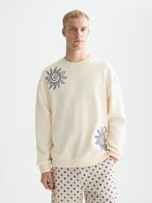 Embroidered Relaxed Fit Sweatshirt - Eggnog