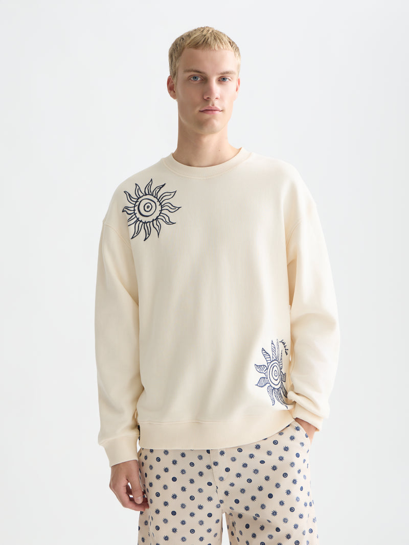 Sweat-shirt brodé coupe décontractée - Lait de poule