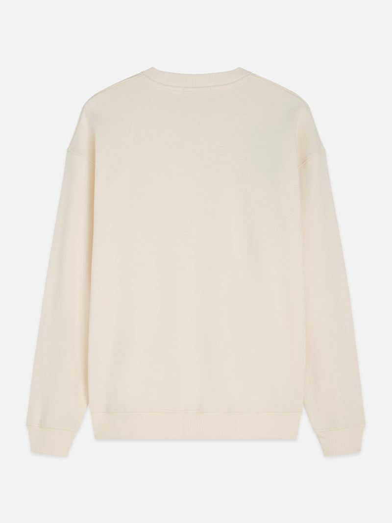 Embroidered Relaxed Fit Sweatshirt - Eggnog