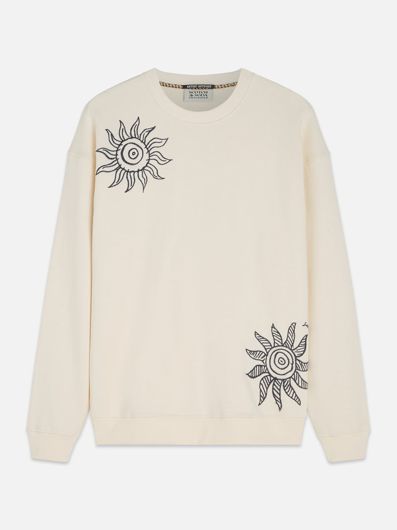 Embroidered Relaxed Fit Sweatshirt - Eggnog