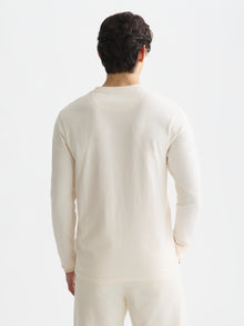 Henley Slub Yarn Regular Fit Long Sleeved T-Shirt - Eggnog