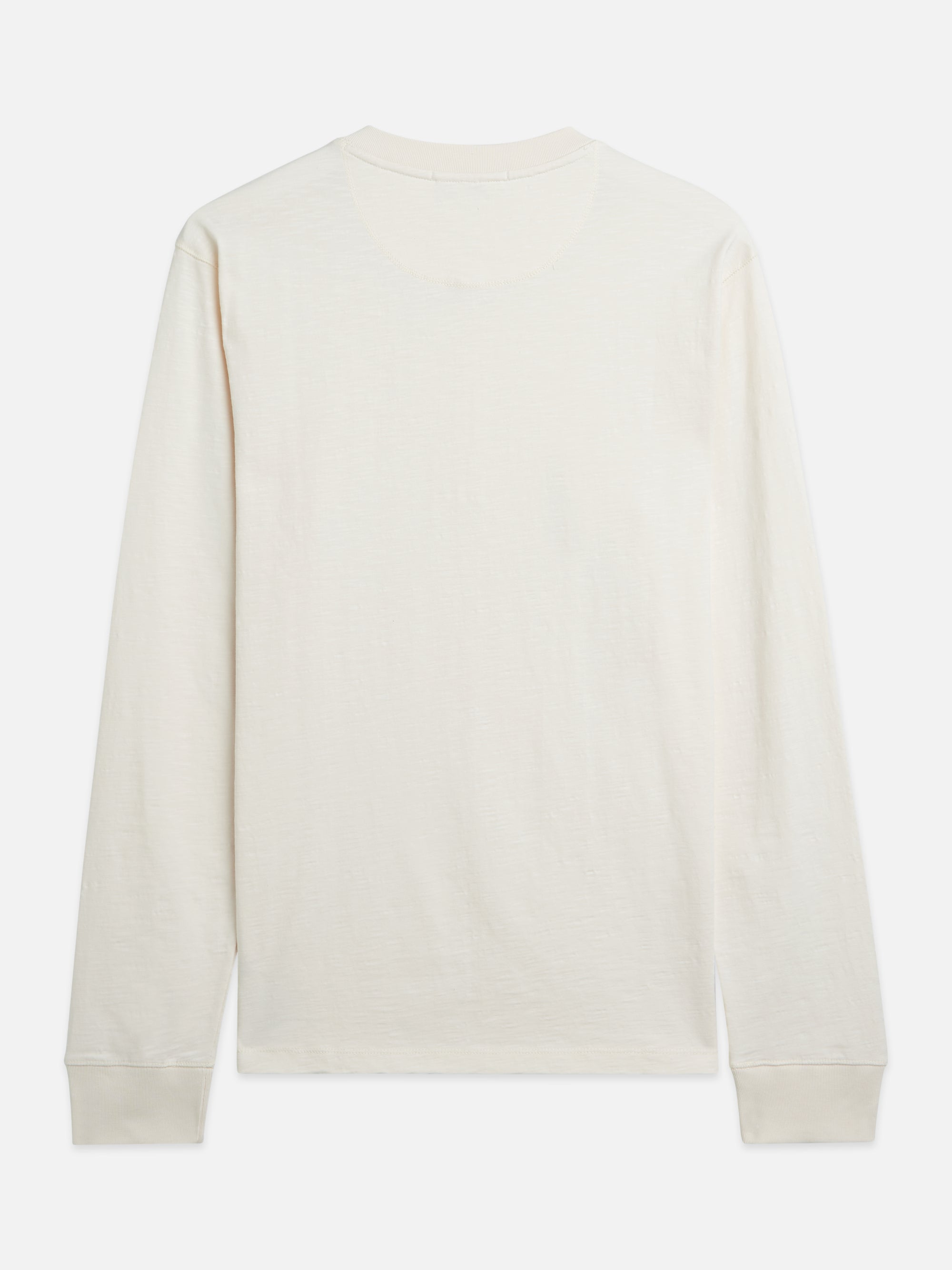 Henley Slub Yarn Regular Fit Long Sleeved T-Shirt - Eggnog