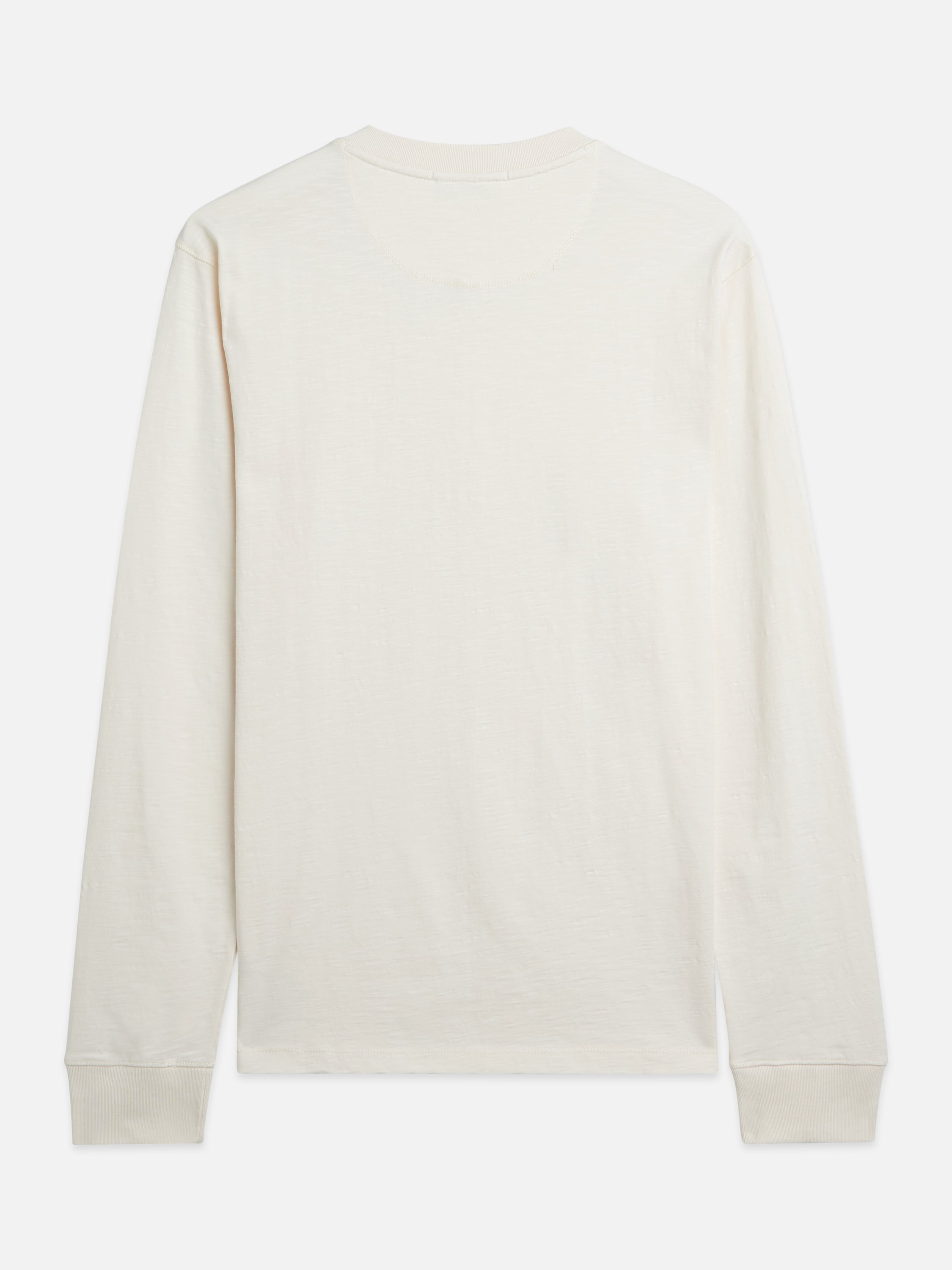 Henley Slub Yarn Regular Fit Long Sleeved T-Shirt - Eggnog