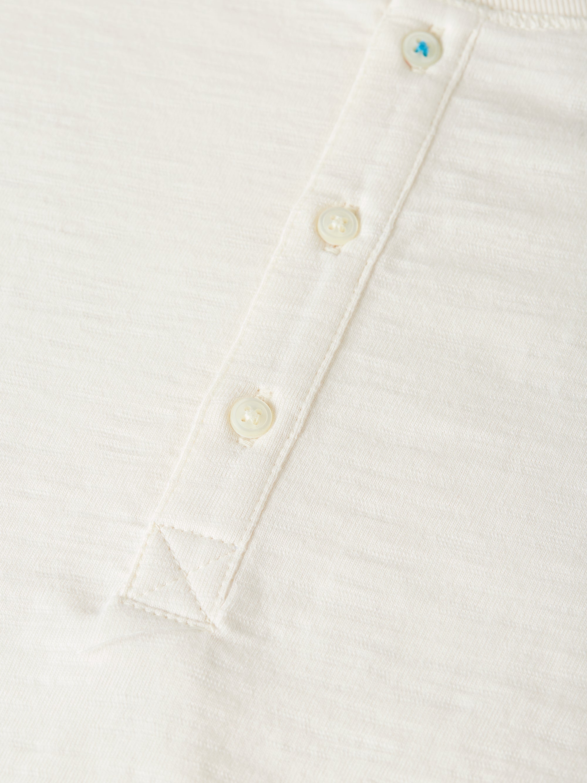 Henley Slub Yarn Regular Fit Long Sleeved T-Shirt - Eggnog
