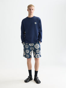 T-shirt à manches longues coupe décontractée avec motif au dos - Bleu concours
