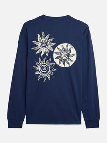 T-shirt à manches longues coupe décontractée avec motif au dos - Bleu concours