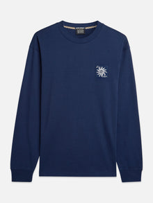 T-shirt à manches longues coupe décontractée avec motif au dos - Bleu concours