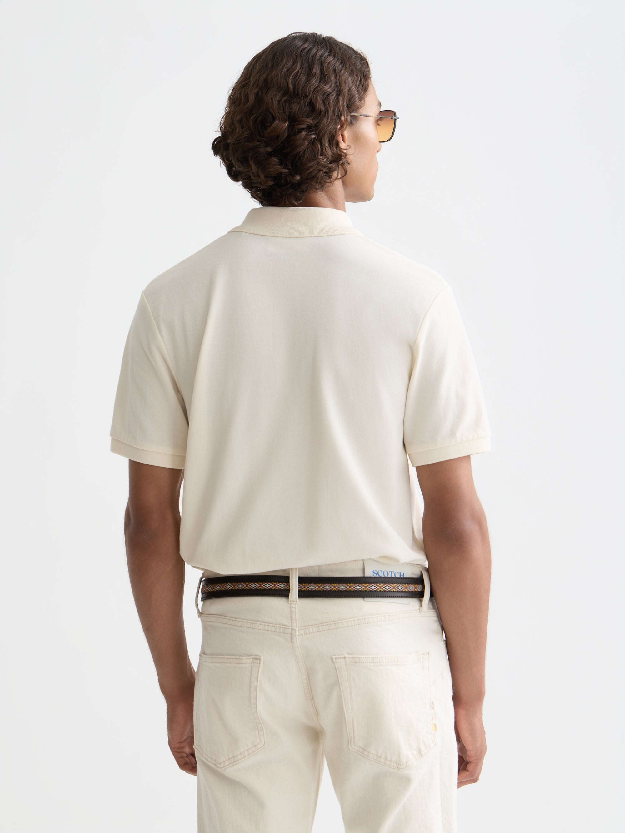 Pique Chest Logo Polo - Eggnog