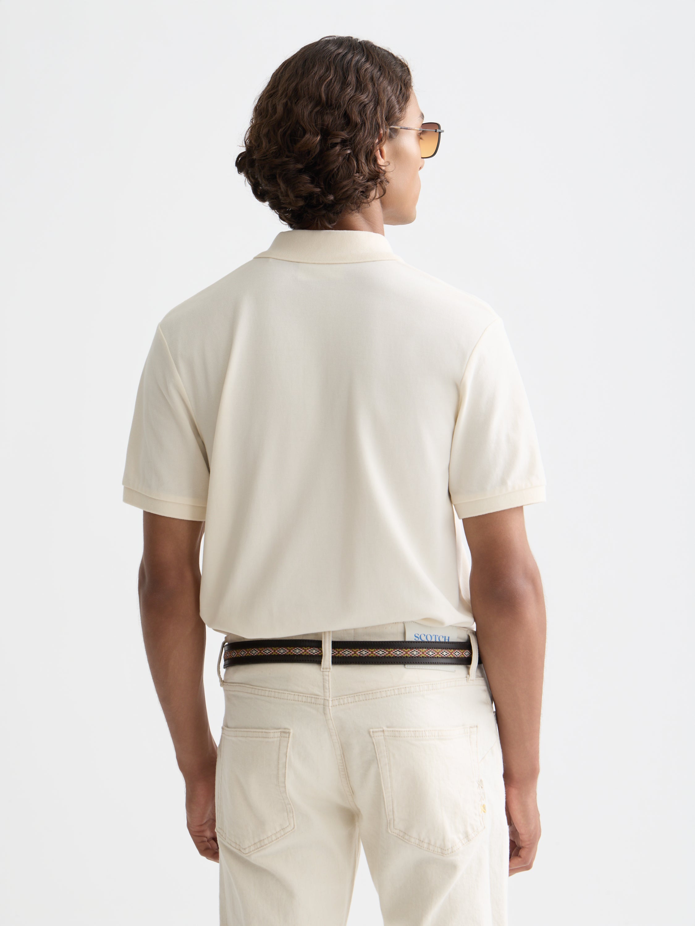 Pique Chest Logo Polo - Eggnog