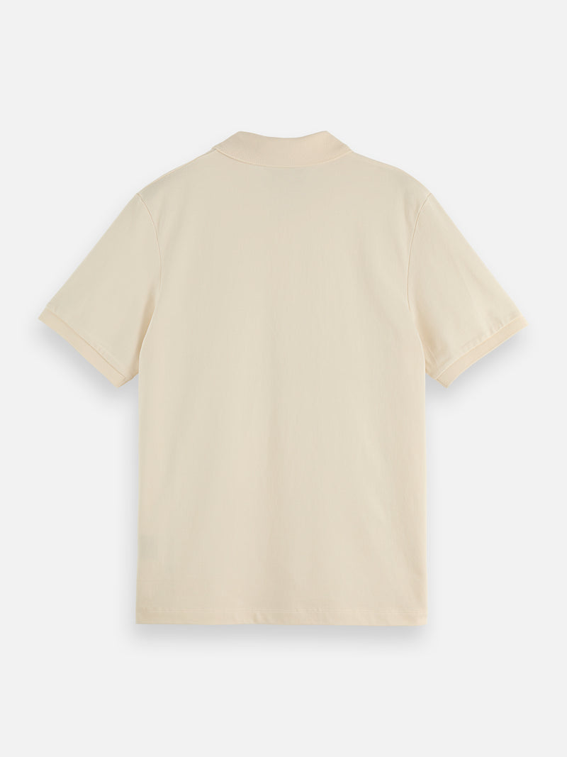 Pique Chest Logo Polo - Eggnog
