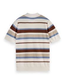 Regular Fit Knitted Striped Polo - Plaza Taupe Stripe