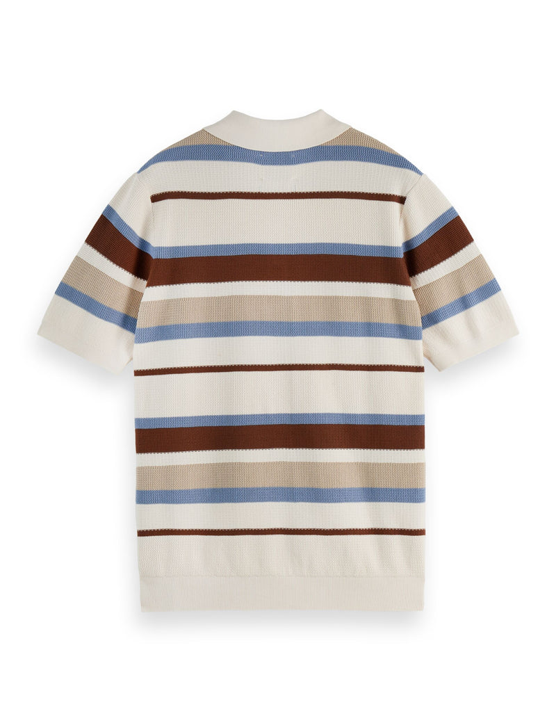 Regular Fit Knitted Striped Polo - Plaza Taupe Stripe