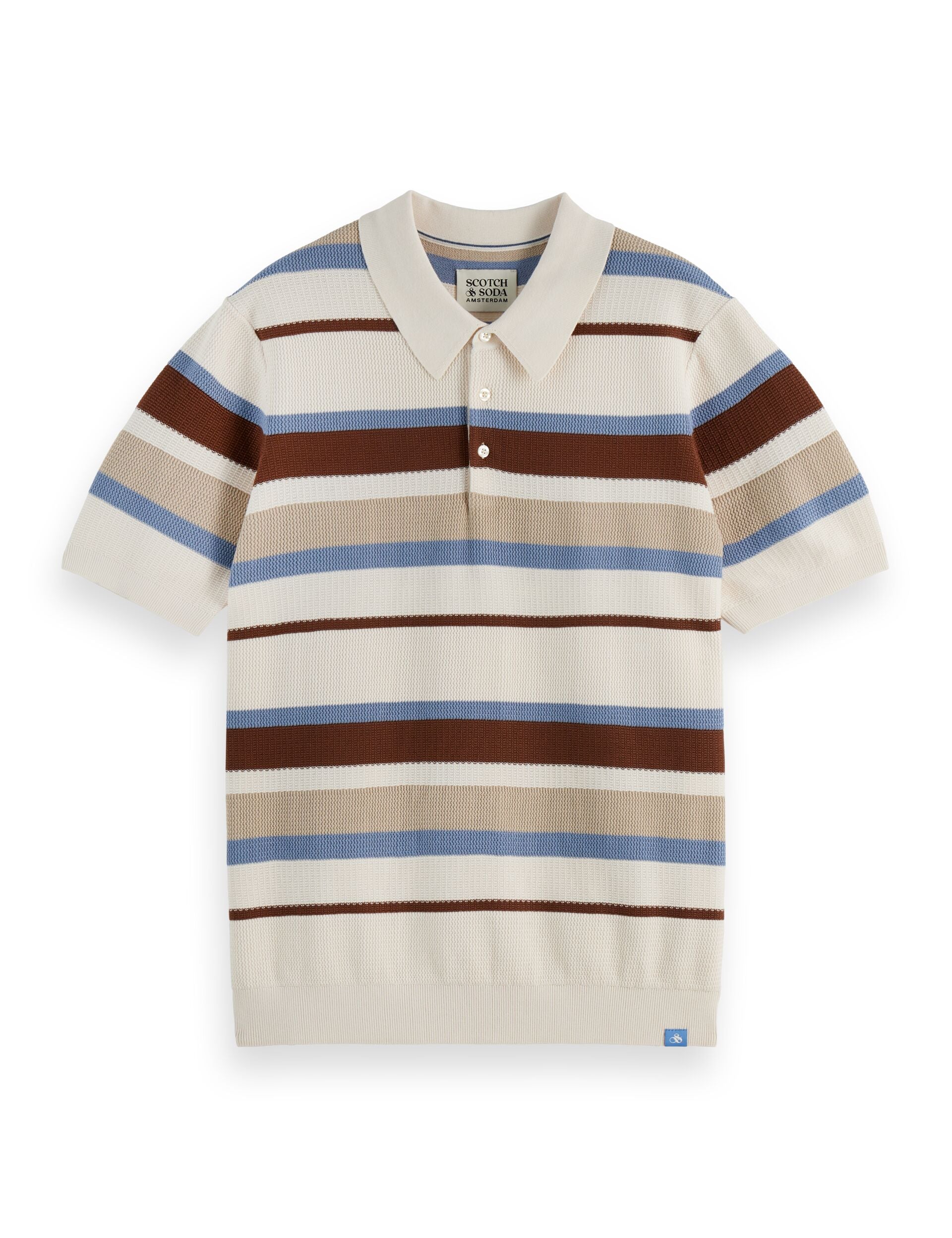 Regular Fit Knitted Striped Polo - Plaza Taupe Stripe
