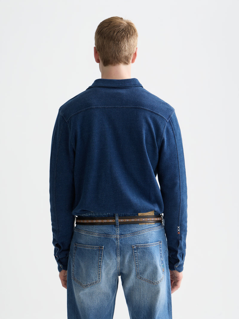 T-shirt en jersey texturé indigo délavé - Indigo