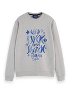 Washed Denim Graphic Sweat - Grey Melange