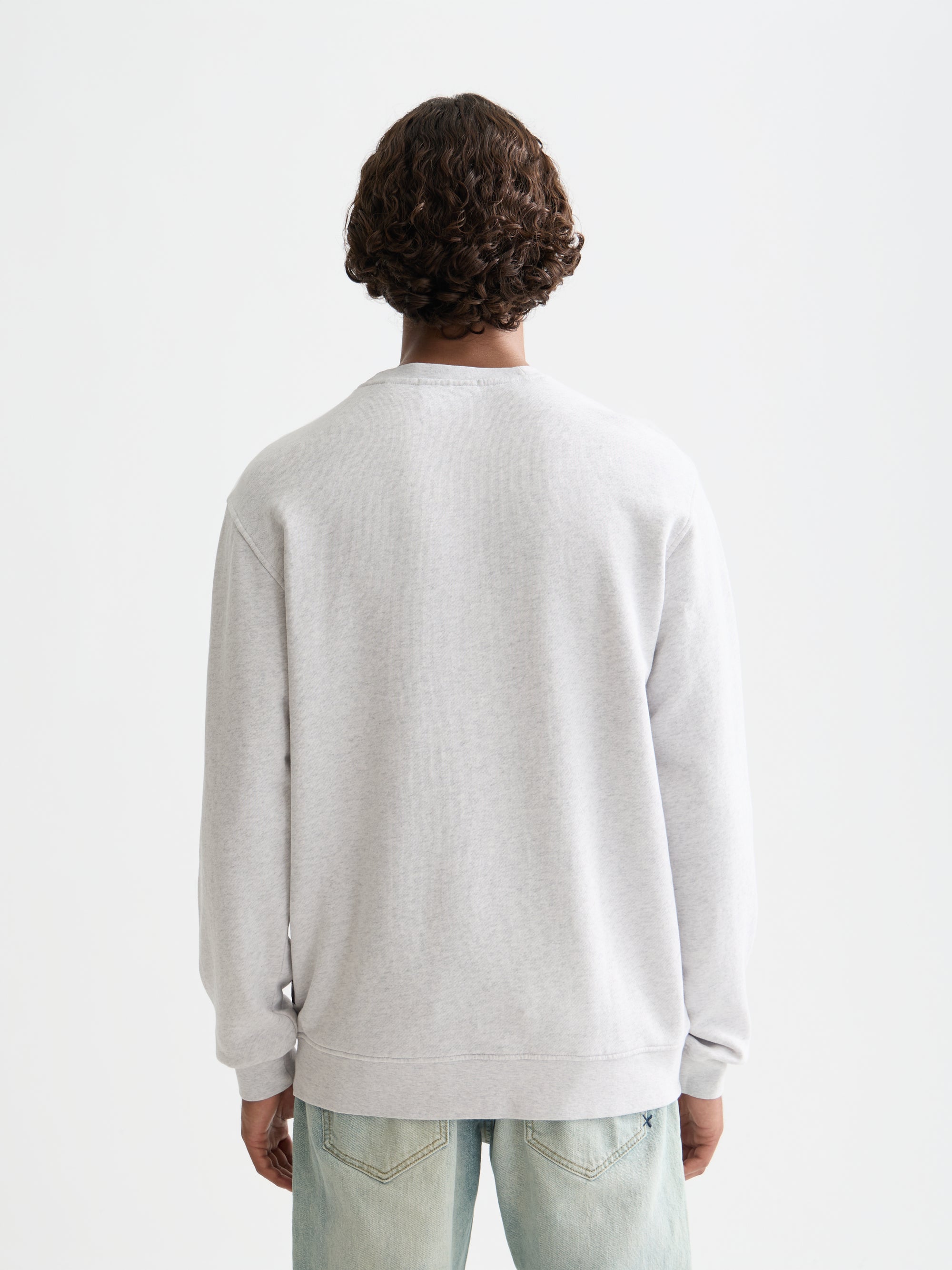 Washed Denim Graphic Sweat - Grey Melange