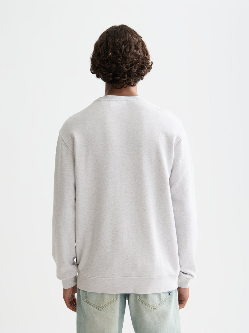 Sweat-shirt graphique en denim délavé - Gris chiné