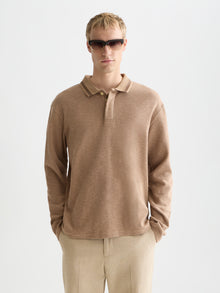 Structured Relaxed Fit Longsleeved Polo - Amphora