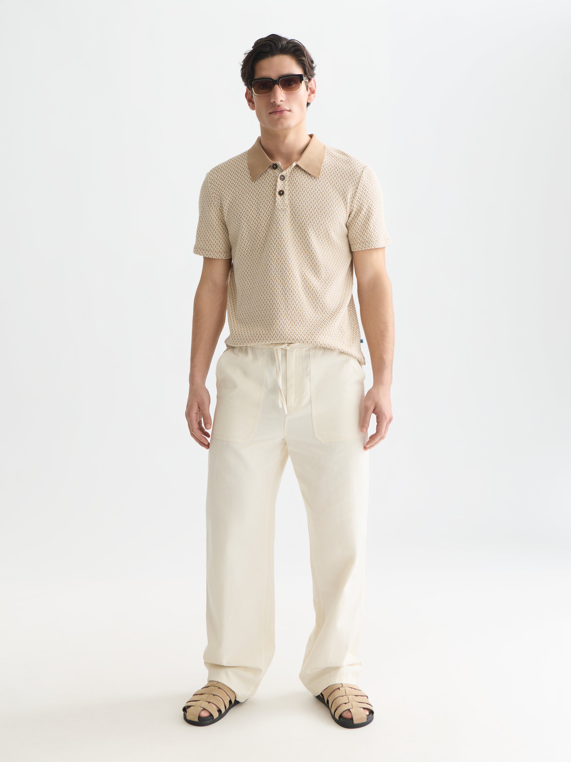 Jacquard Relaxed Fit Polo - Amphora