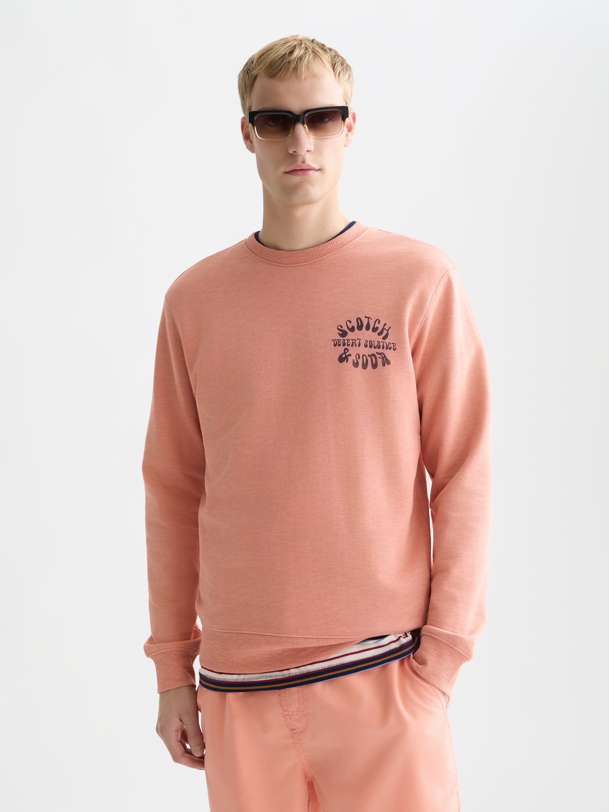 Sweat-shirt coupe classique avec logo sur la poitrine gauche - Argile Canyon