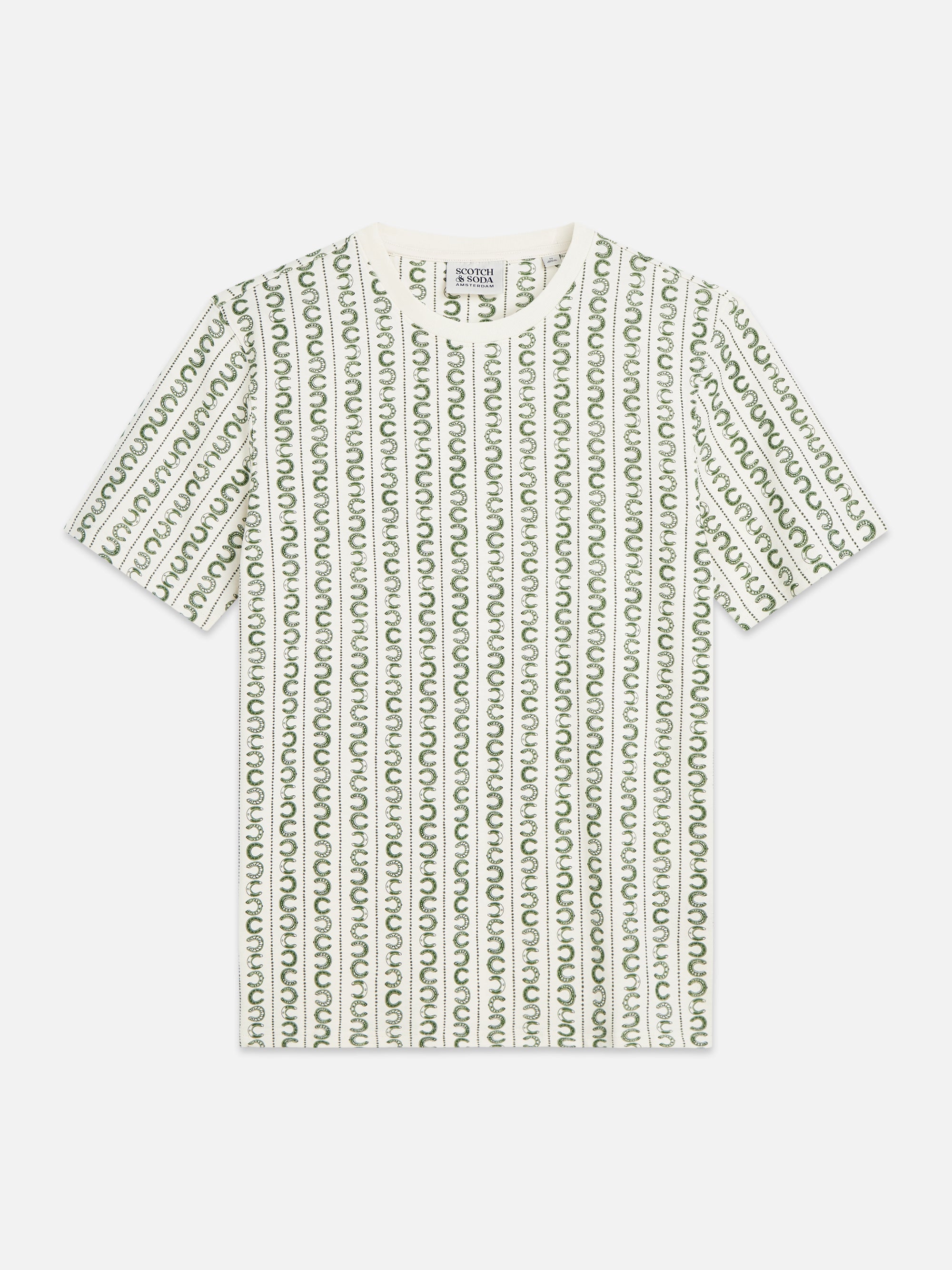 T-shirt coupe classique à micro-impression - Rayures en forme de fer à cheval, couleur lait de poule