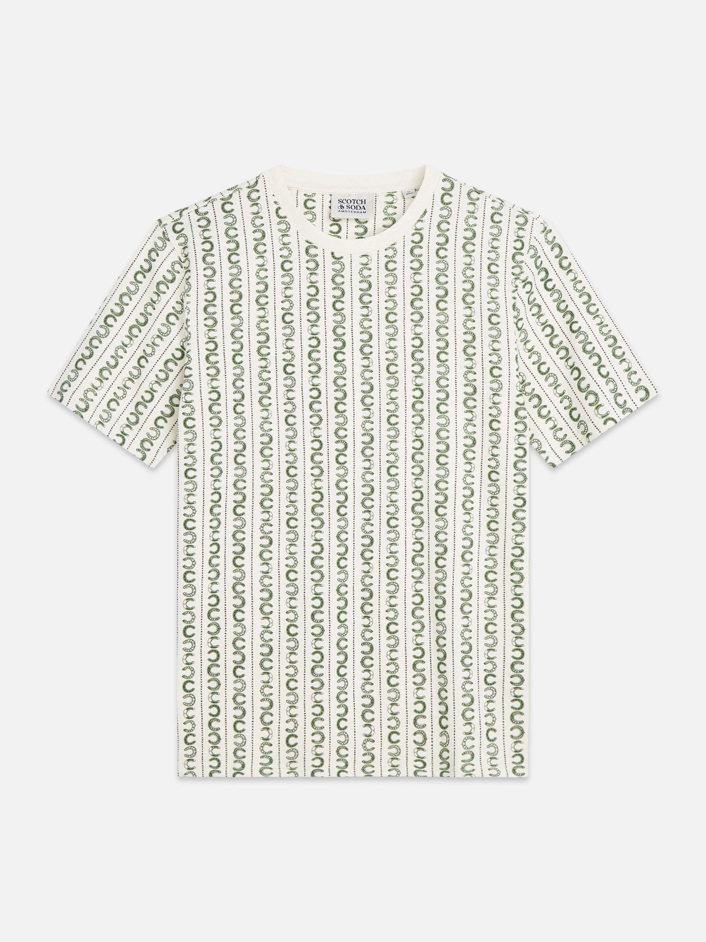T-shirt coupe classique à micro-impression - Rayures en forme de fer à cheval, couleur lait de poule