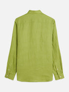 Chemise rayée en lin coupe classique - Rayures vert jardin