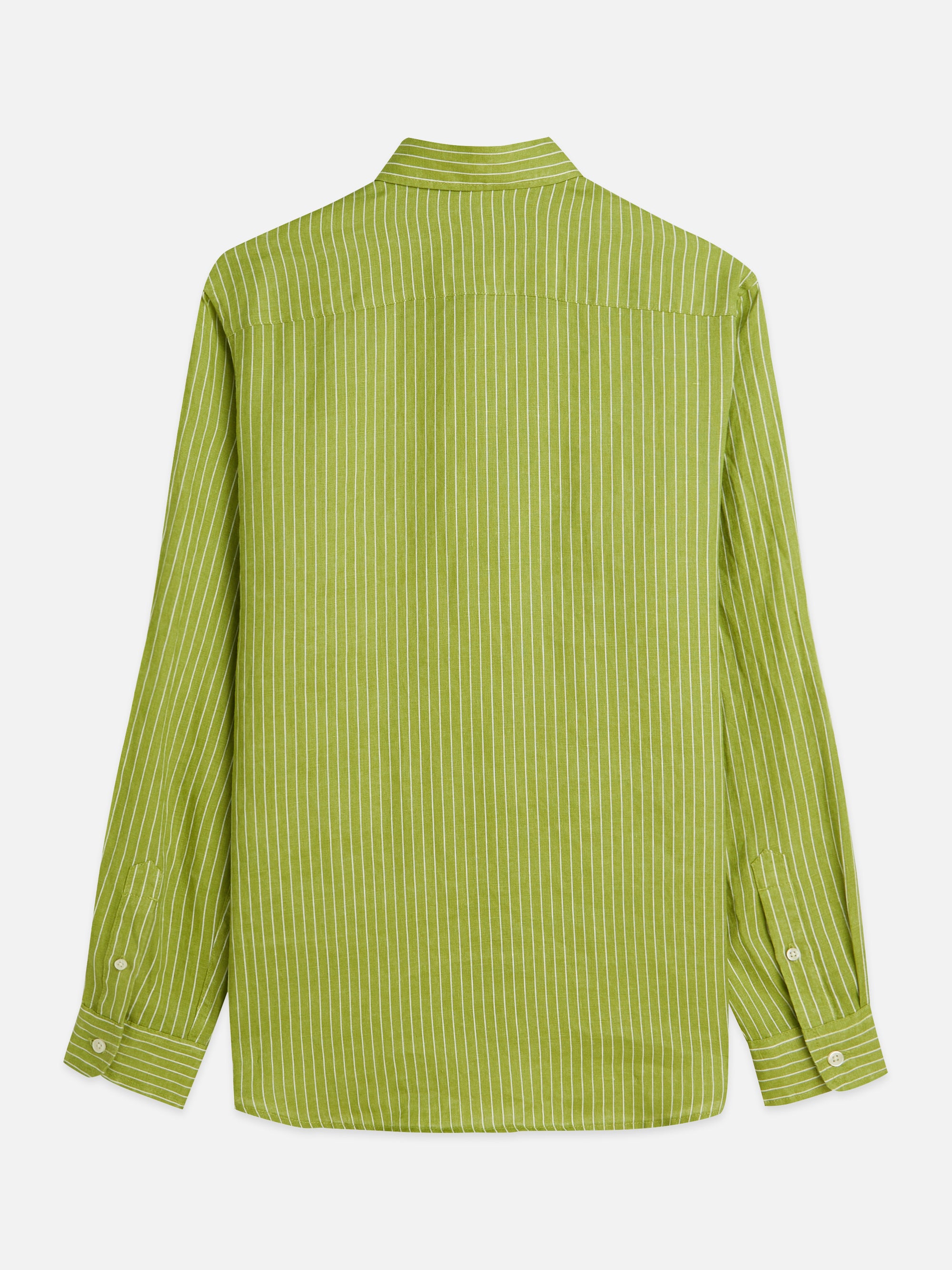 Chemise rayée en lin coupe classique - Rayures vert jardin