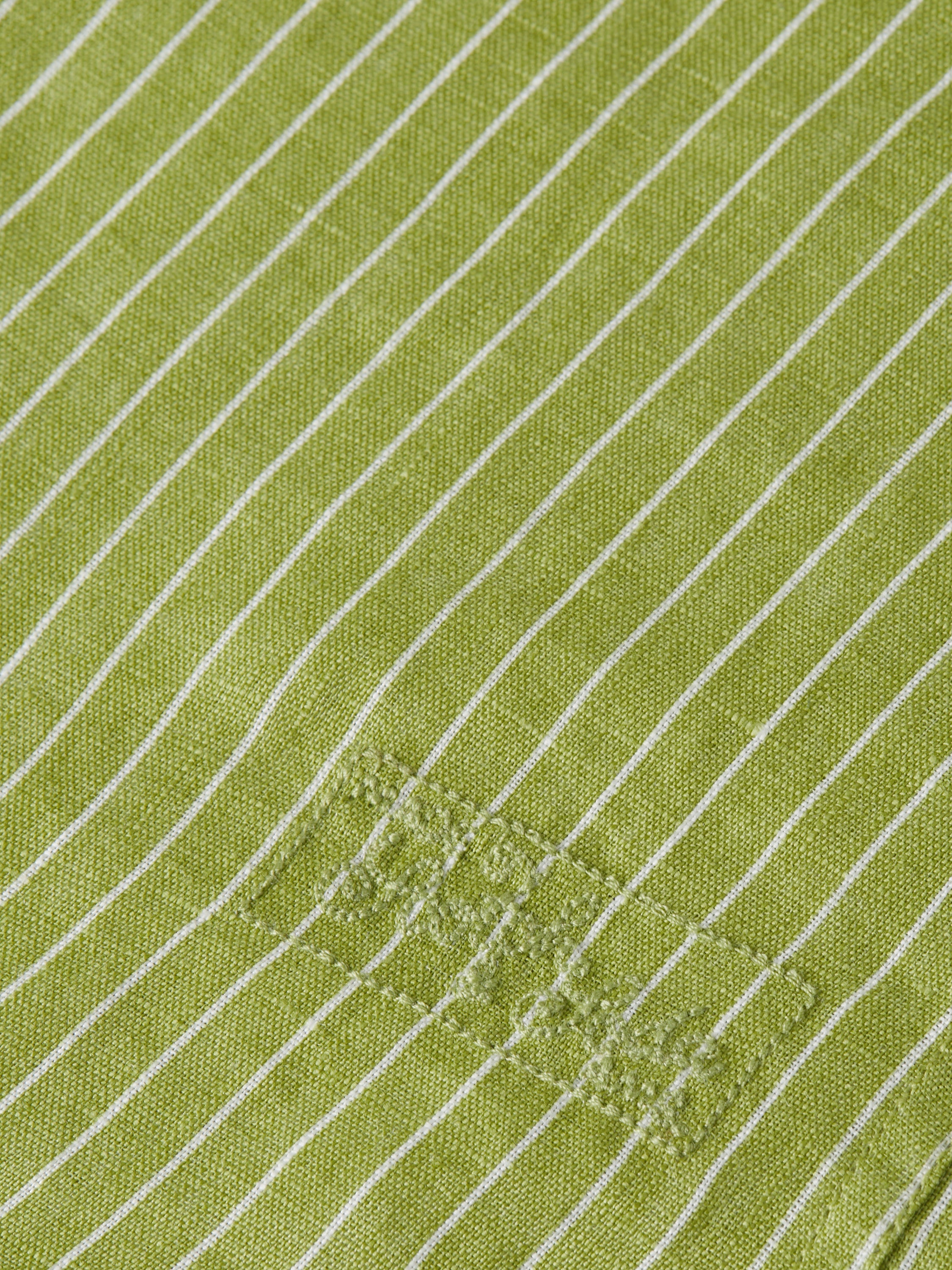 Chemise rayée en lin coupe classique - Rayures vert jardin