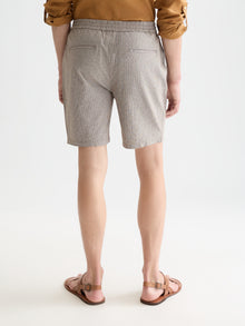 Bermuda coupe classique en coton et lin teint en fil - Cathay Spice Dobby