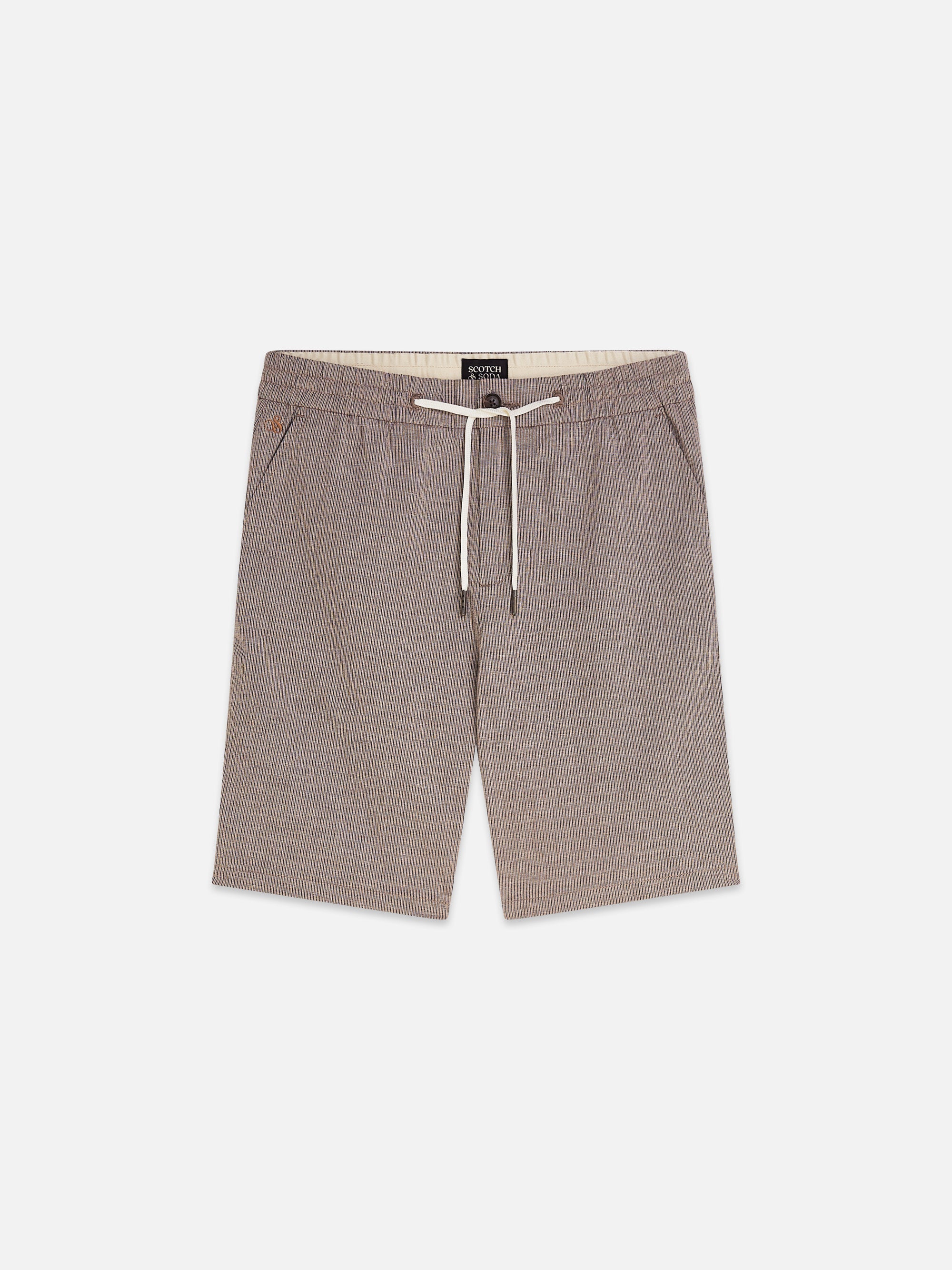Bermuda coupe classique en coton et lin teint en fil - Cathay Spice Dobby