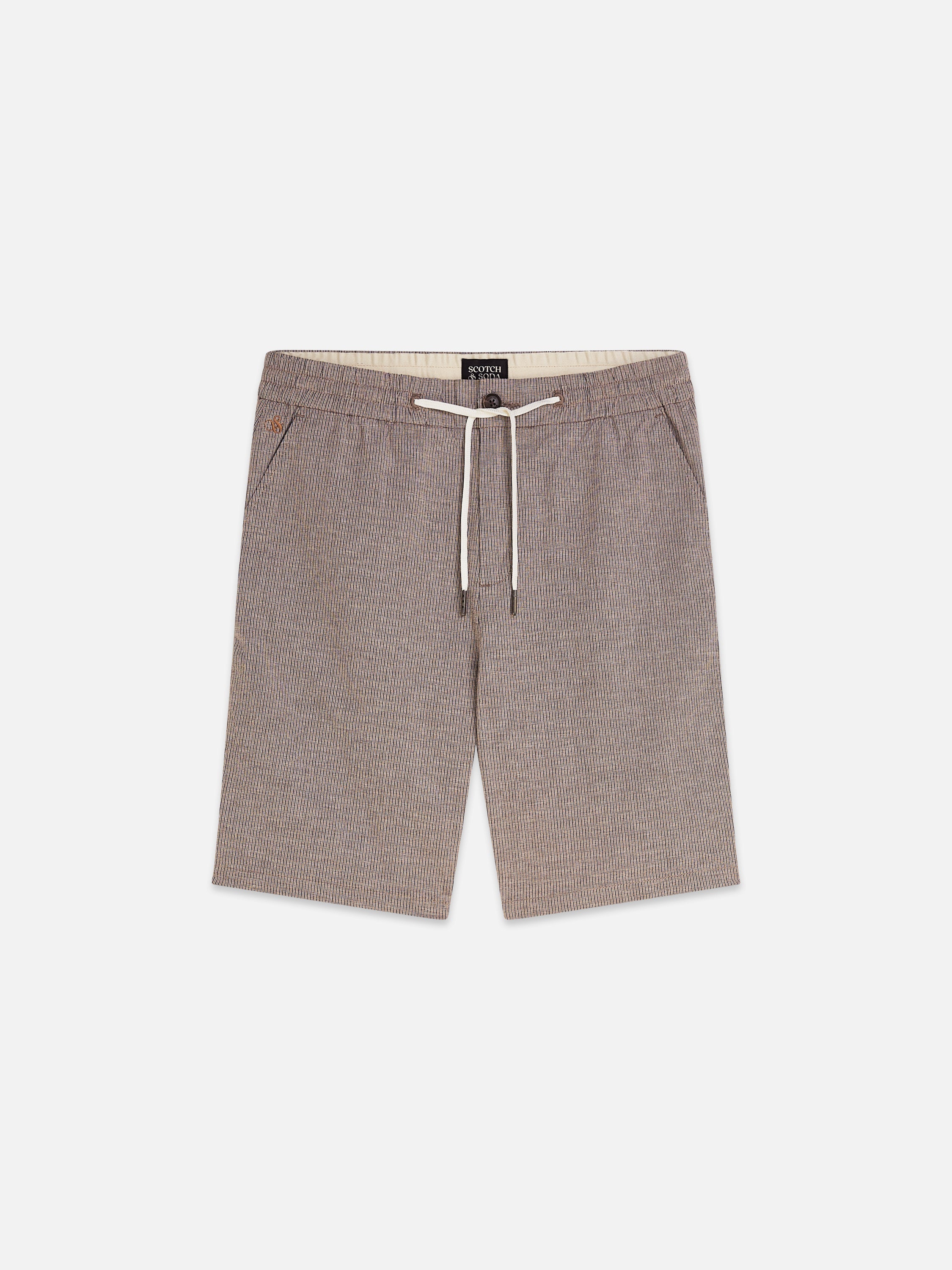 Bermuda coupe classique en coton et lin teint en fil - Cathay Spice Dobby