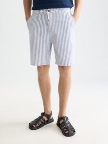 Fave Cottonlinen Yarndyed Regular Fit Bermuda Shorts - Infinity Stripe