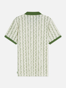 Microprinted Regular Fit Polo - Horseshoe Stripe Eggnog