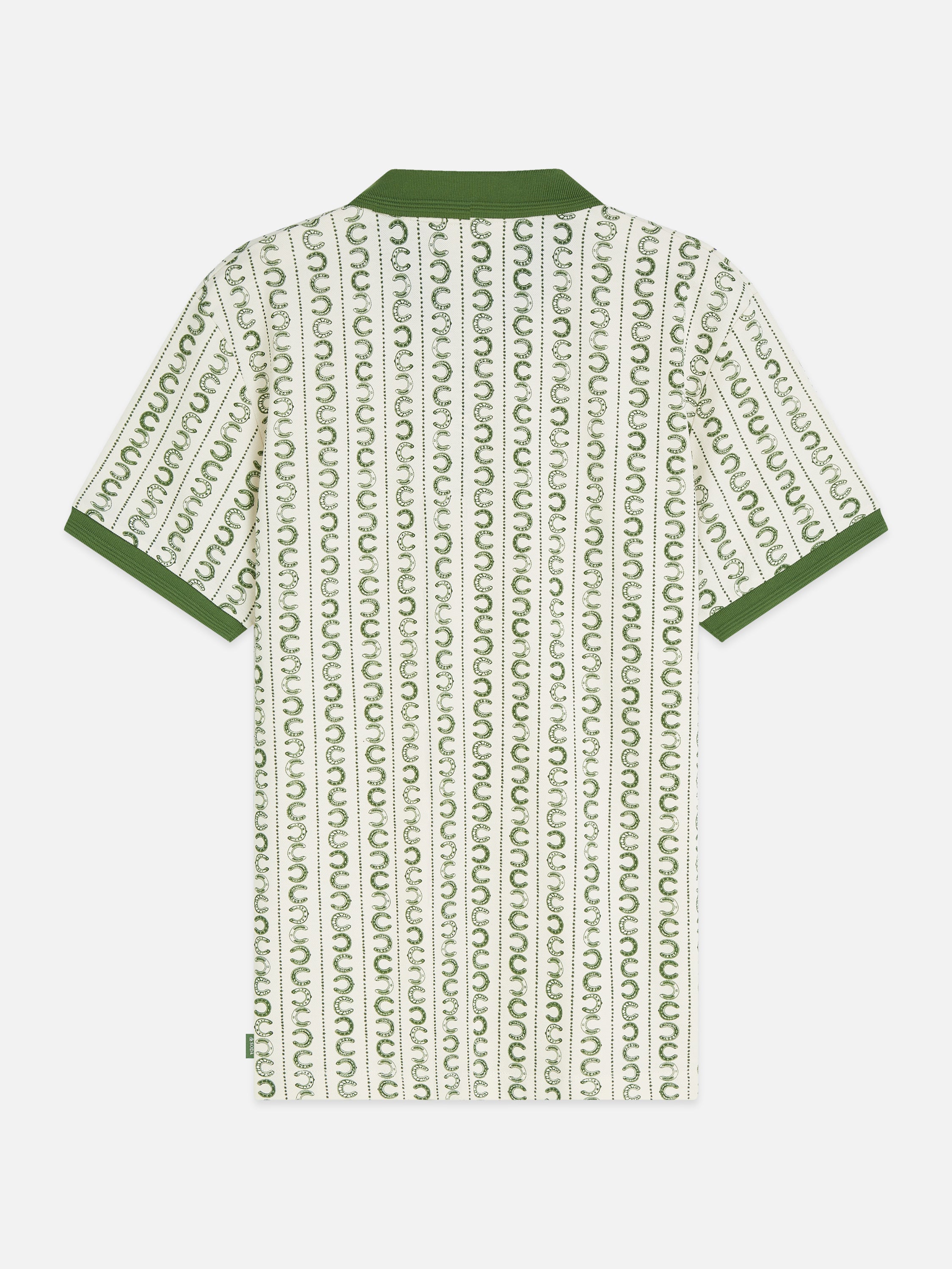 Microprinted Regular Fit Polo - Horseshoe Stripe Eggnog